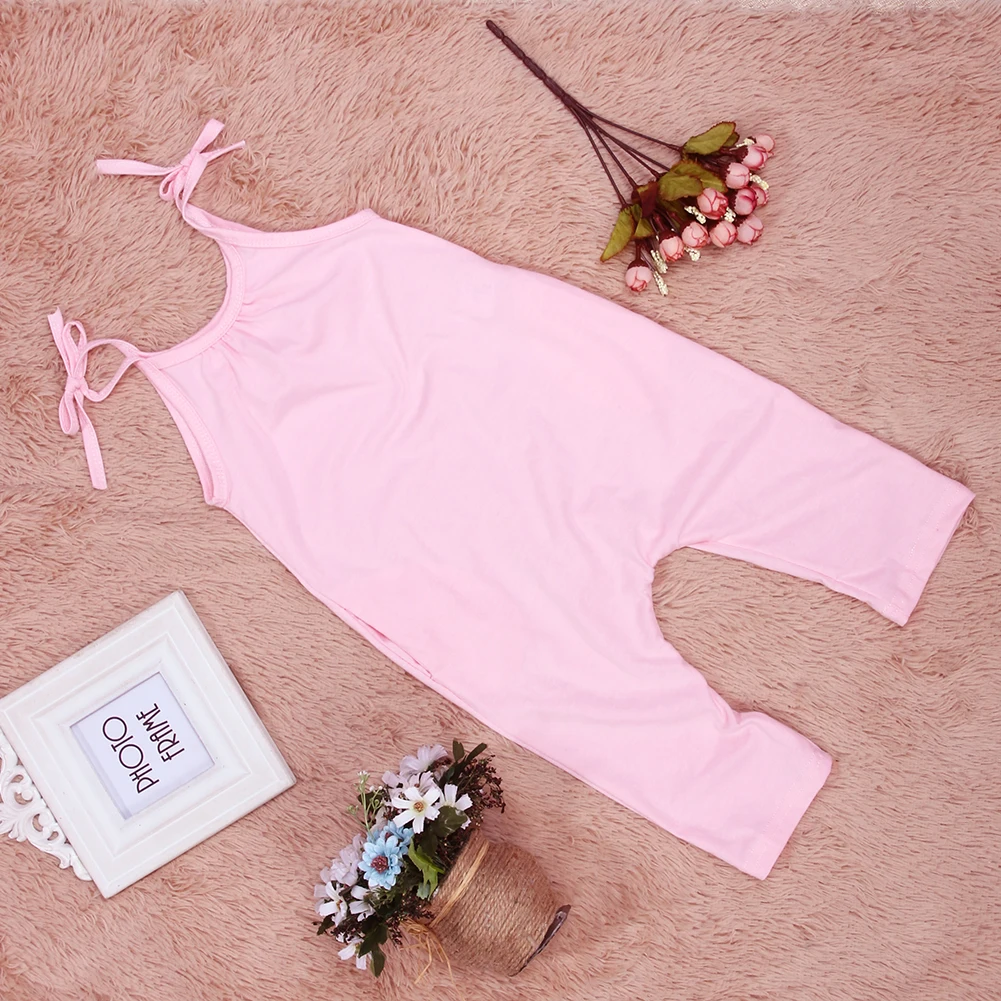 Детский хлопковый комбинезон для маленьких девочек; розовый комбинезон без рукавов; брюки; комбинезон; летняя одежда для девочек