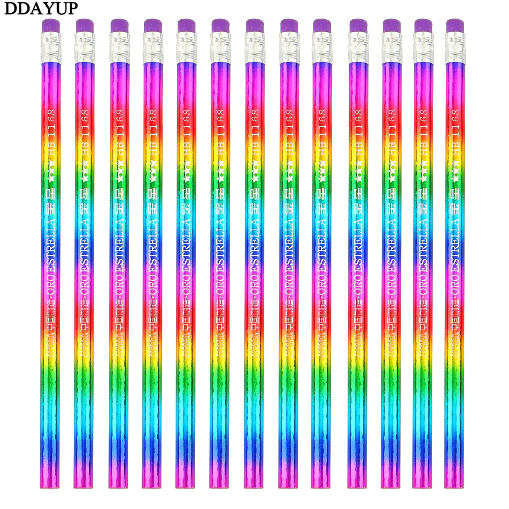12 шт./лот, HB карандаш для эскизов, безопасный, нетоксичный, Стандартный, Радужный карандаш, для рисования, профессиональный, для черчения, для офиса, школы, поставка