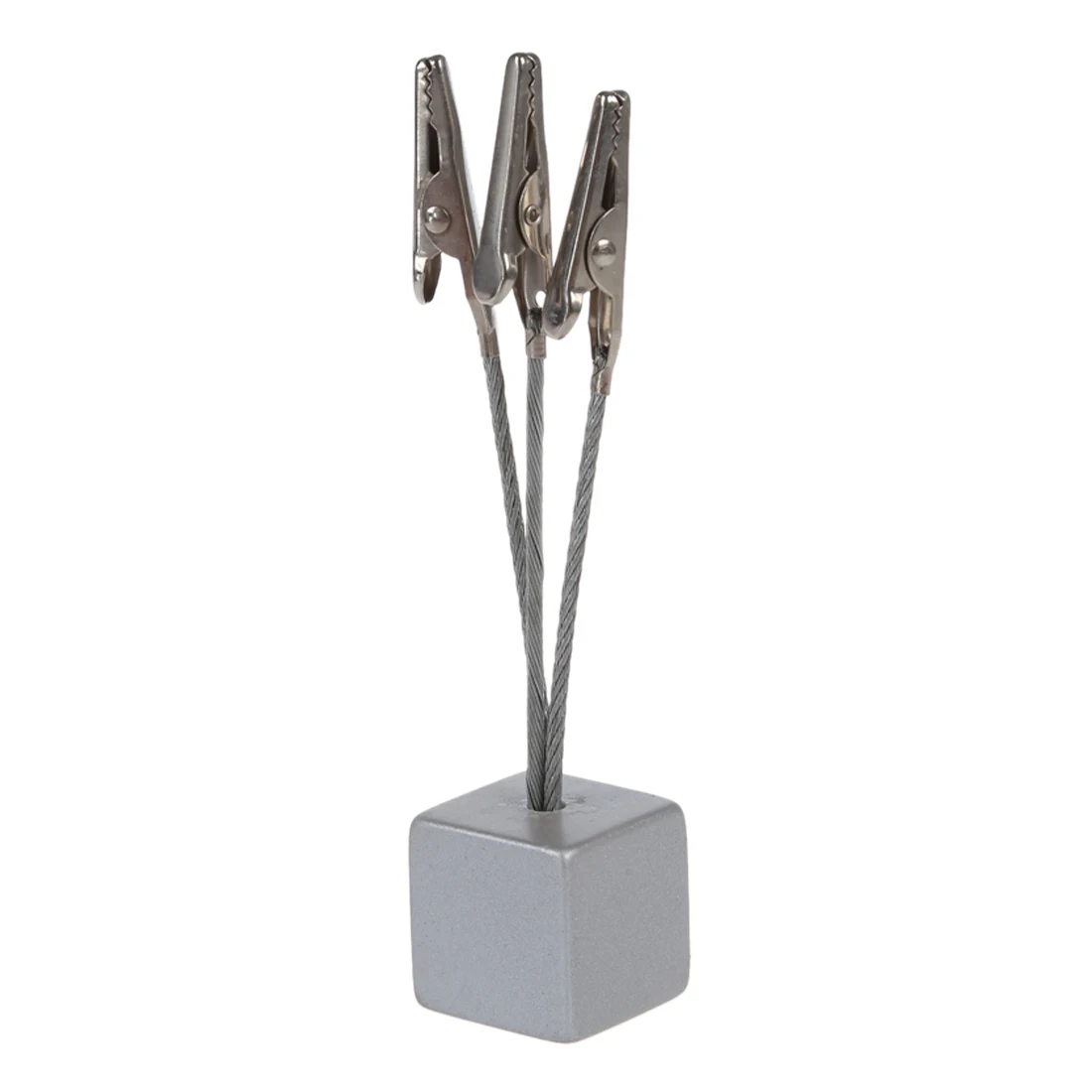 

3 clips Cube base wire memo holder paper Note clip - Silver Grey