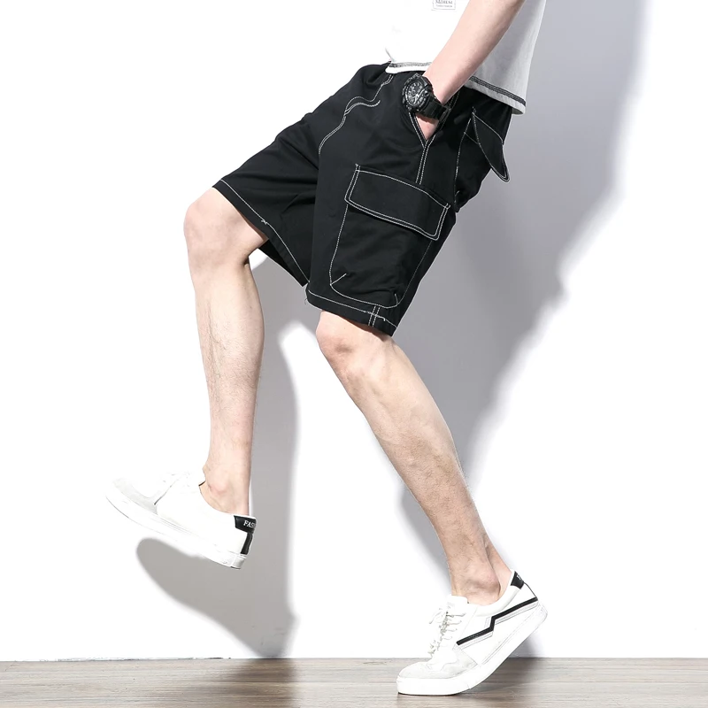 M-5XL мужские шорты Карго сплошной Плюс Размер Мешковатые большой карман мужские короткие хлопковые мужская одежда мужские повседневные шорты