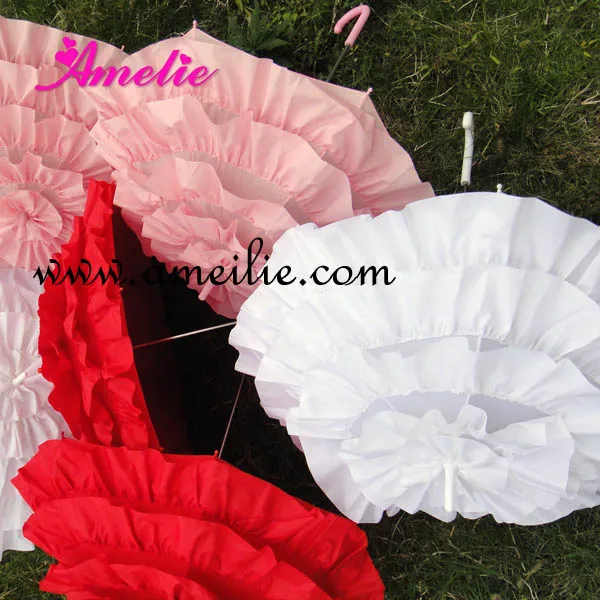 

6 Pcs/Lot Free Shipping Frilly Parasols Cancan Wedding Umbrella Lace Parasol