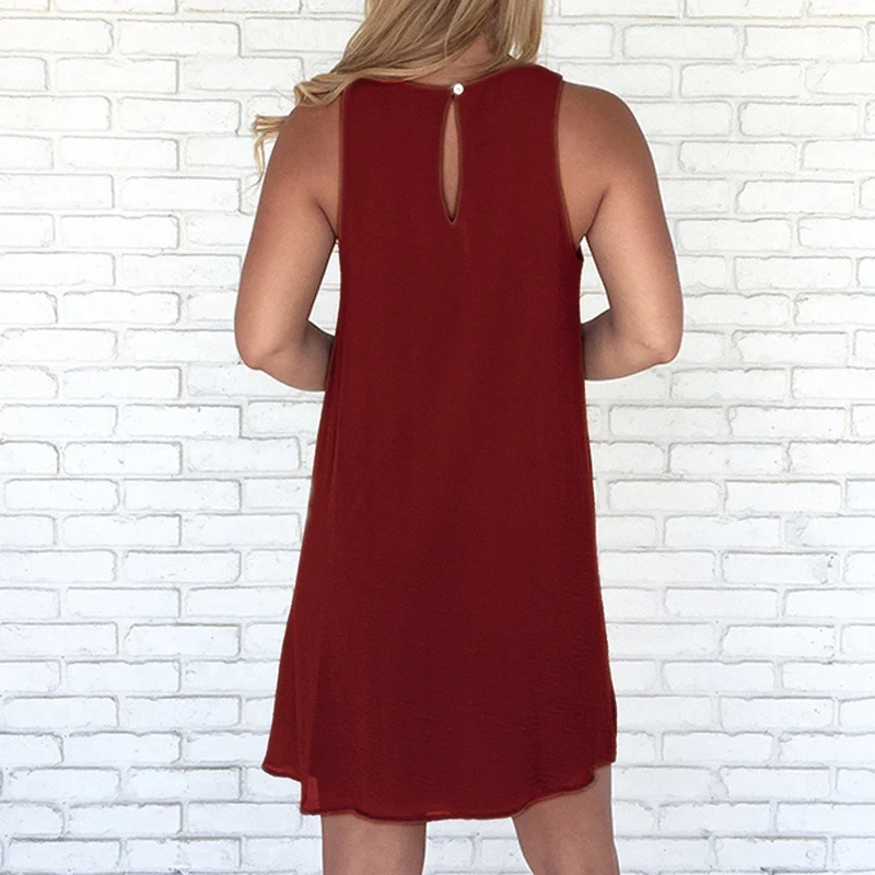 2019 Woman Summer Plus Size Chiffon Dress Women's Casual Loose Beach Holiday Mini Dress Ladies Chiffon A-Line Dresses Vestidos