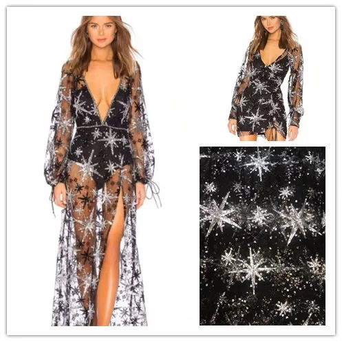 

fashionable tulle embroidery french net lace fabric JIANXI.C-42507 with sequins