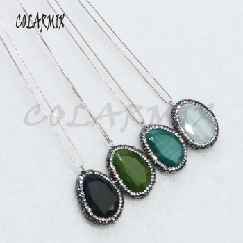 

10 strand Natural stone necklacefaceted cat eye pendant necklace jewelry stone necklace gems gift for women 9078