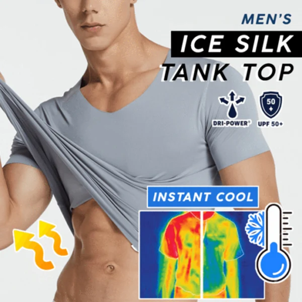 

2019 New Men Ice Silk Quick Dry T-shirt Short Sleeve V Neck Solid Color Seamless Breathable Top VN 68