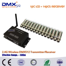DHL 1 шт 2,4G беспроводной DMX512 контроллер передатчик+ 14 шт. DMX512 приемник беспроводной контроллер светодиодный сценический светильник