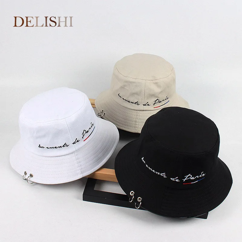 

Chic fashion influx of people's letter hoop Bucket Hats men and women wild students sun hat spring and summer lovers pots