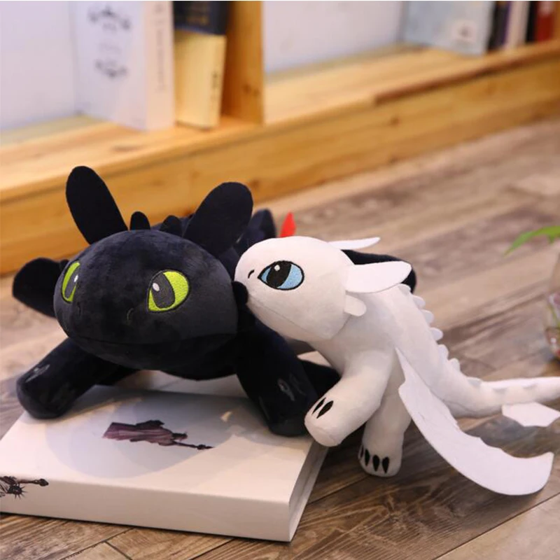 

2pcs 35cm How to Train Your Dragon 3 Light Fury plush toy Toothless's girlfriend white dragon soft Stuffed Doll for child gift