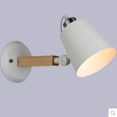 

Nordic Modern LED Wall Lamp Fixtures With Black/White Lampshade For Bedroom Wooden Stair Light Wall Sconce Lamparas Pared