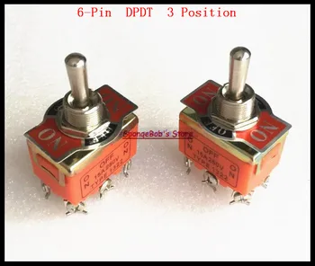

5pcs/Lot 6-Pin DPDT 3 Position ON-OFF-ON 15A 250VAC Toggle Switch 1322 Miniature Toggle Switches