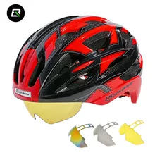 Rockbros Cycling Helmet With Goggles Ultralight MTB Road Bike Helmet Integrally-molded Safty Riding Bicycle Helmet Size 56-62cm