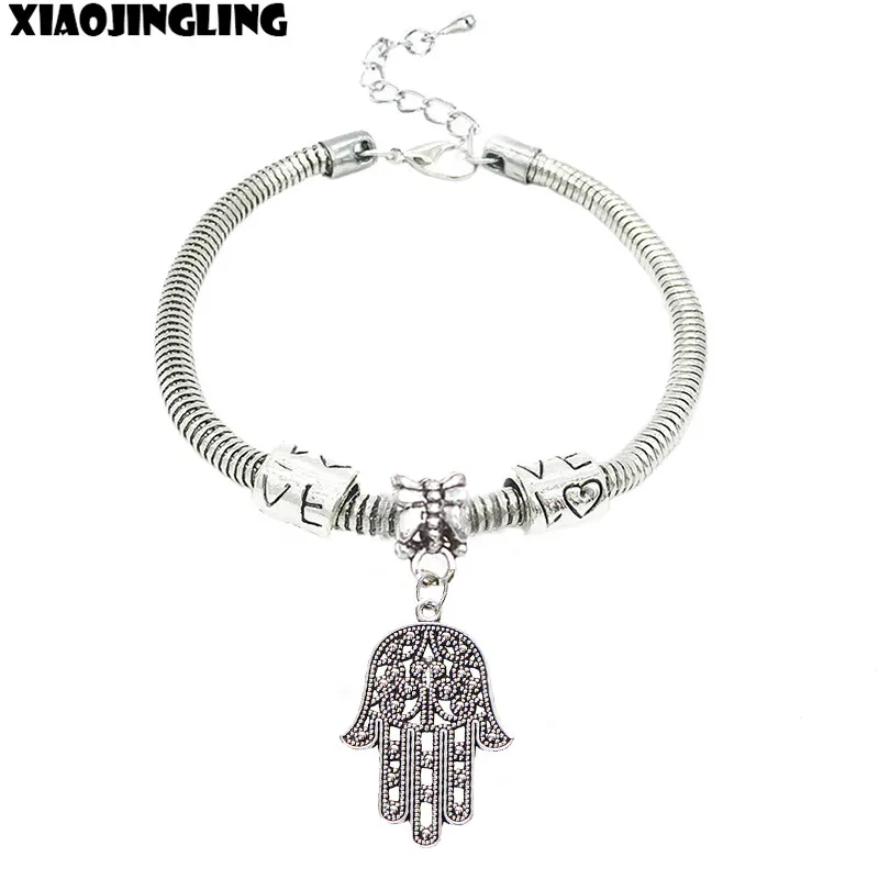 Xiaojingling Шарм змея цепи Любовь 925 Серебряный бергамота Fatima леди браслет Jewely пара