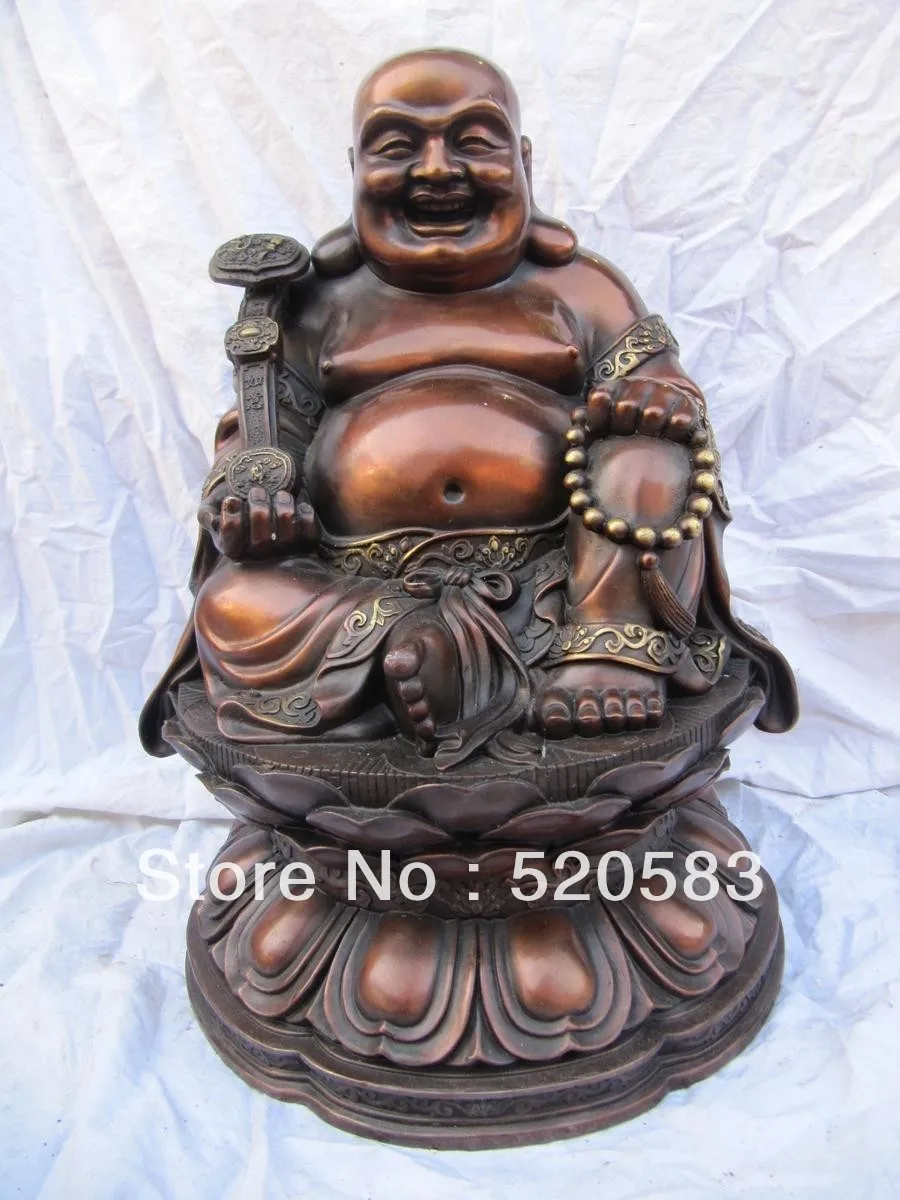 

Free Shipping classical chinese folk home feng shui treasure bronze brings wealth RUYI buddha