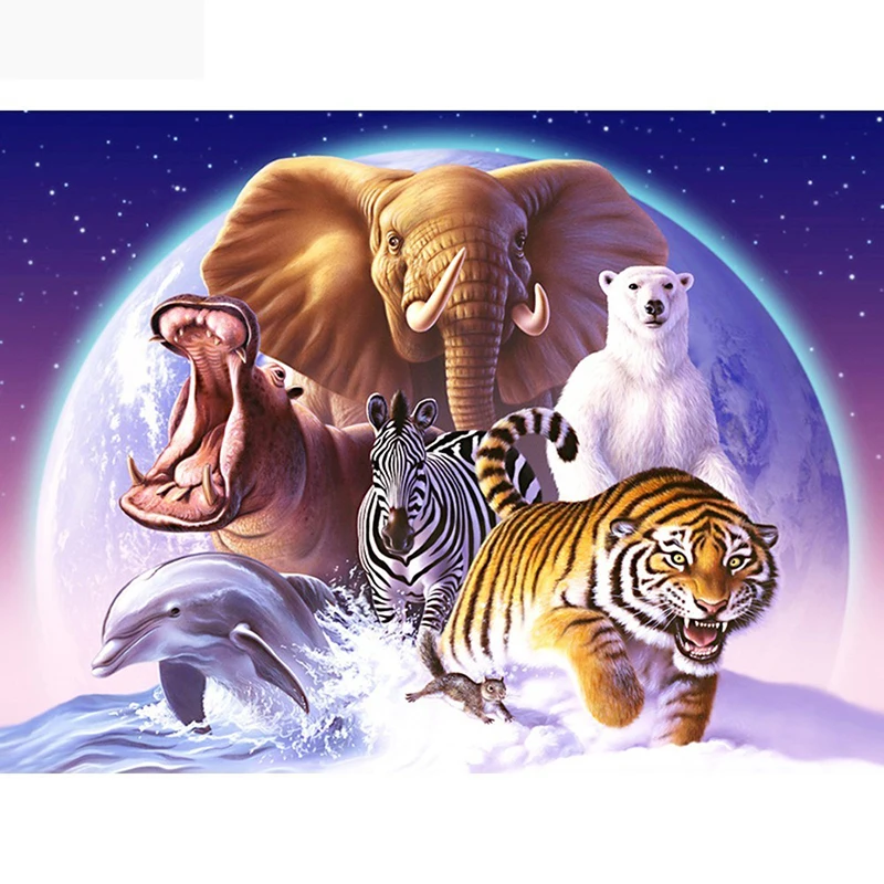 5D Diamond Painting Animals Cross Stitch DIY Mosaic Embroidery Decoration Full Drill Resin Home Rhinestones Gift XY1 | Дом и сад