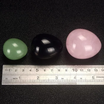 

3PCS Rose quartz Obsidian Green jade red jasper crystal Eggs Natural Gemstone Bell Chakra Healing Reiki Stone