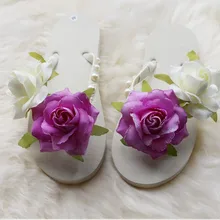 Стиль летние модные женские не скользящие пляжные шлепанцы с ярким цветком ручной работы распродажа