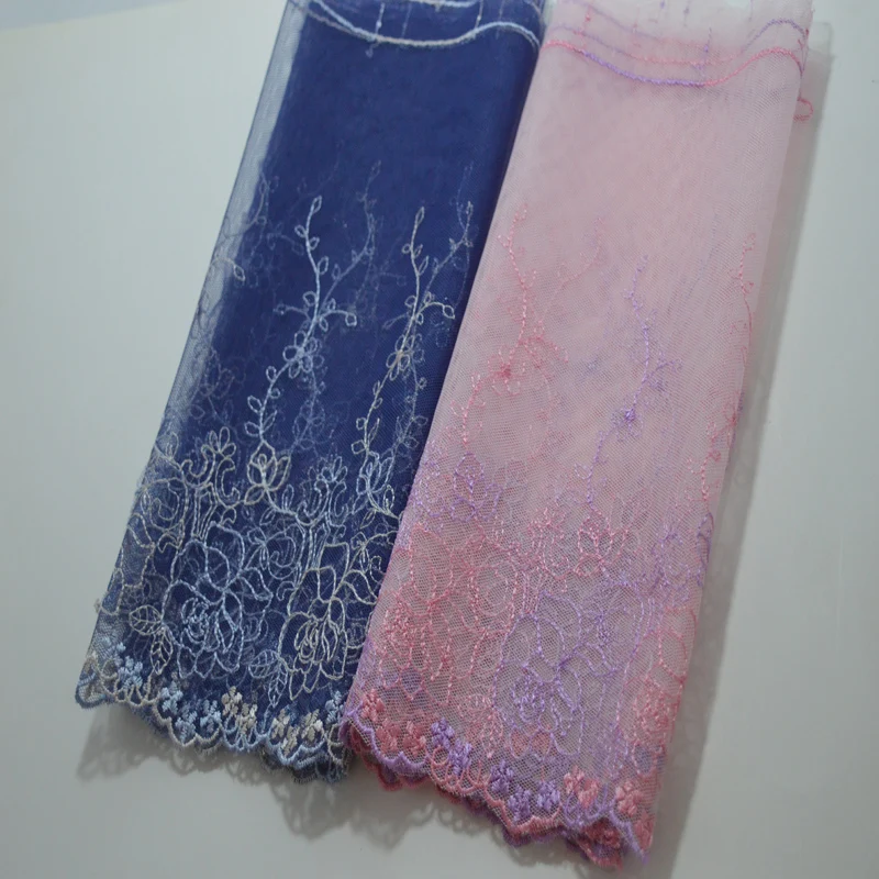 

somelace 25CM(2yds/lot)purple pink~blue gold gauze mixed Hight quality embroidery fabrics embroidery lace trim18081107