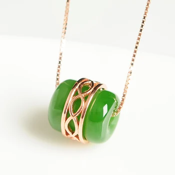 

Spinach Green Jasper Road Road pass pendant genuine and Hetian jade transshipment bead Women necklace Pendant