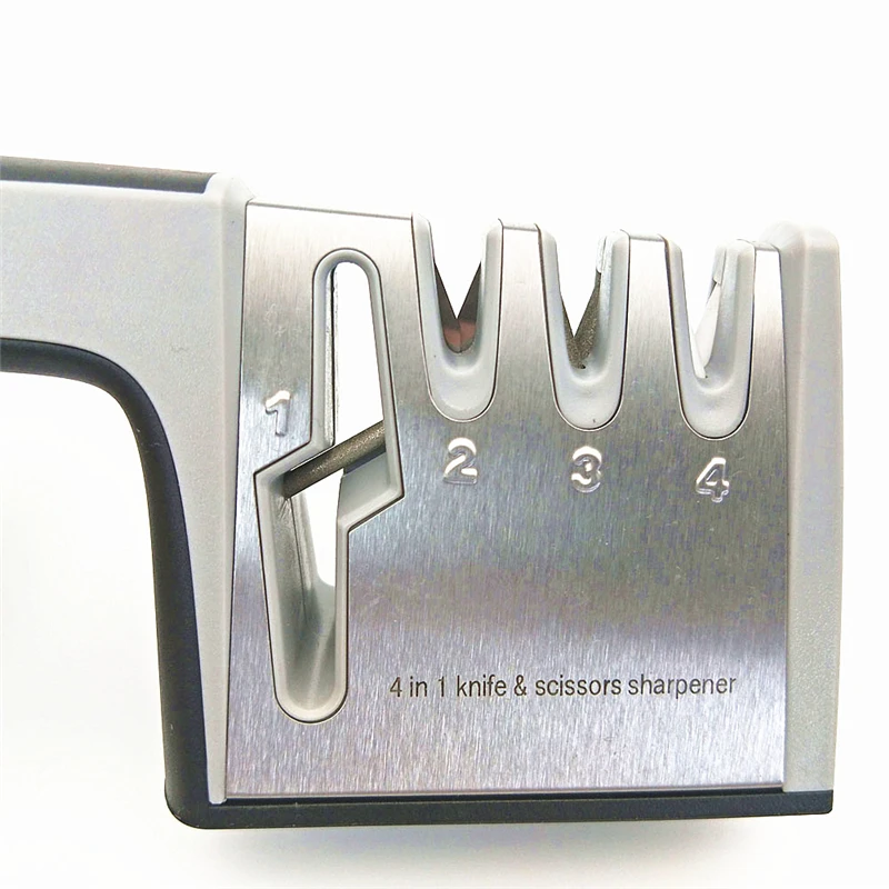 GOONBQ 1 шт. 4 в 1 Ножи точилка алмазные керамика точильный камень Ножи заточка для ножниц кухонные инструменты, нож с зажимом