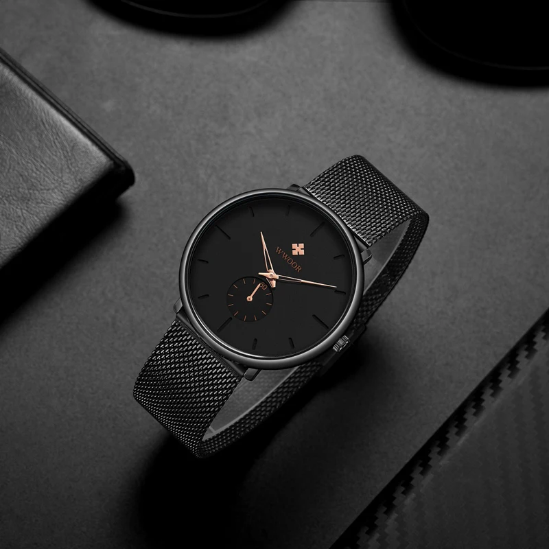 Men Watch 2019 Top Brand Luxury WWOOR Fashion Slim Black Men's Wrist Watches Waterproof Sport Quartz Wristwatch Man Watches 2019 (6)