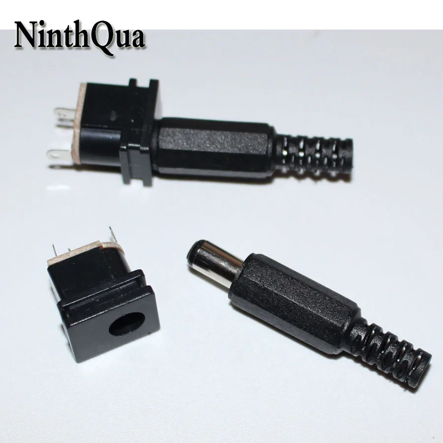 

1set 5.5*2.1 mm DC Power Male Plug + Female Jack 5.5 x 2.1mm Plugs Socket Adapter DC-015 Panel Mount Connector