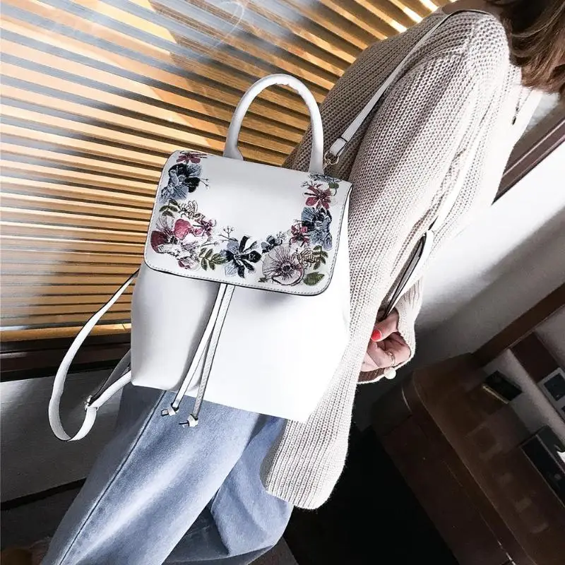 Для женщин Мини вышивка цветок Backpckpack Модельер из искусственной кожи рюкзаки для