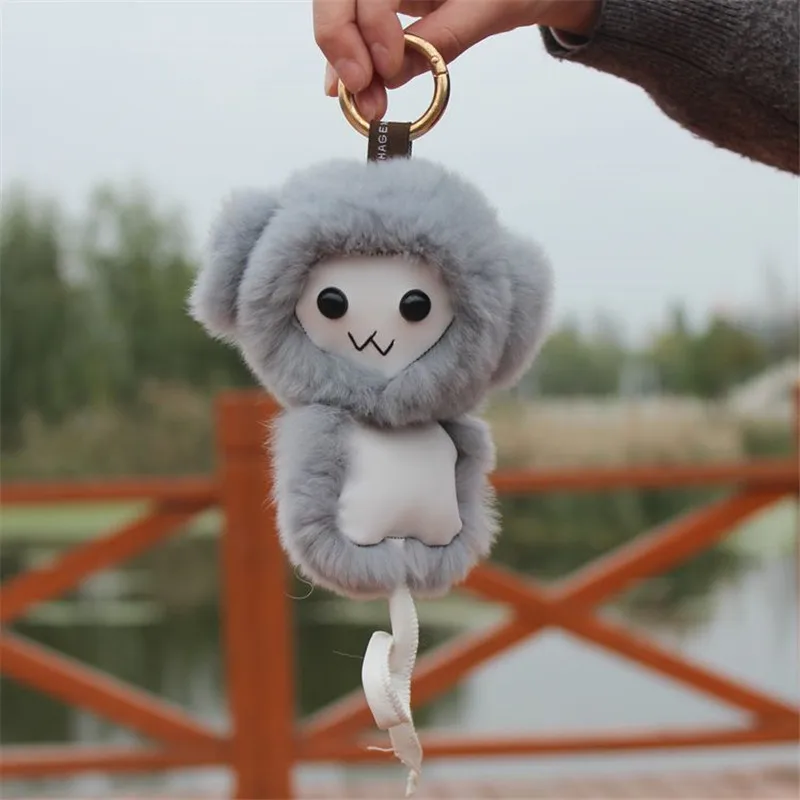 

Handmade Mink Rex Rabbit Fur Monkey Pendant Bag Fur Pendant Car Keychain Meng Meng installed dead rabbit
