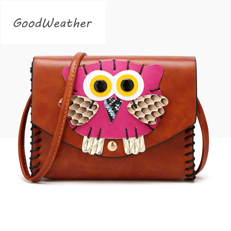 Fashion messenger bag women shoulder bags small female cute owl leather