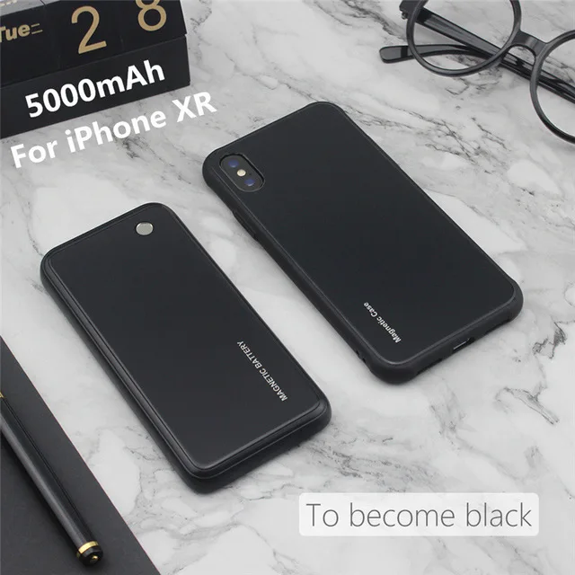 KQJYS портативный блок питания 5000 мАч для iPhone XR блок питания беспроводное магнитное зарядное устройство для iPhone X Xs Max - Цвет: Black  For  XR