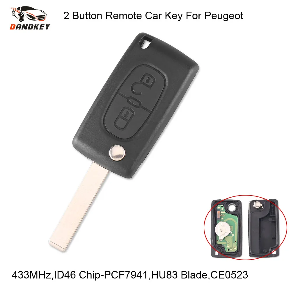 DANDKEY CE0523 складной дистанционный ключ с 2 кнопками HU83/VA2 Blade 433 МГц ID46 | Автомобили и