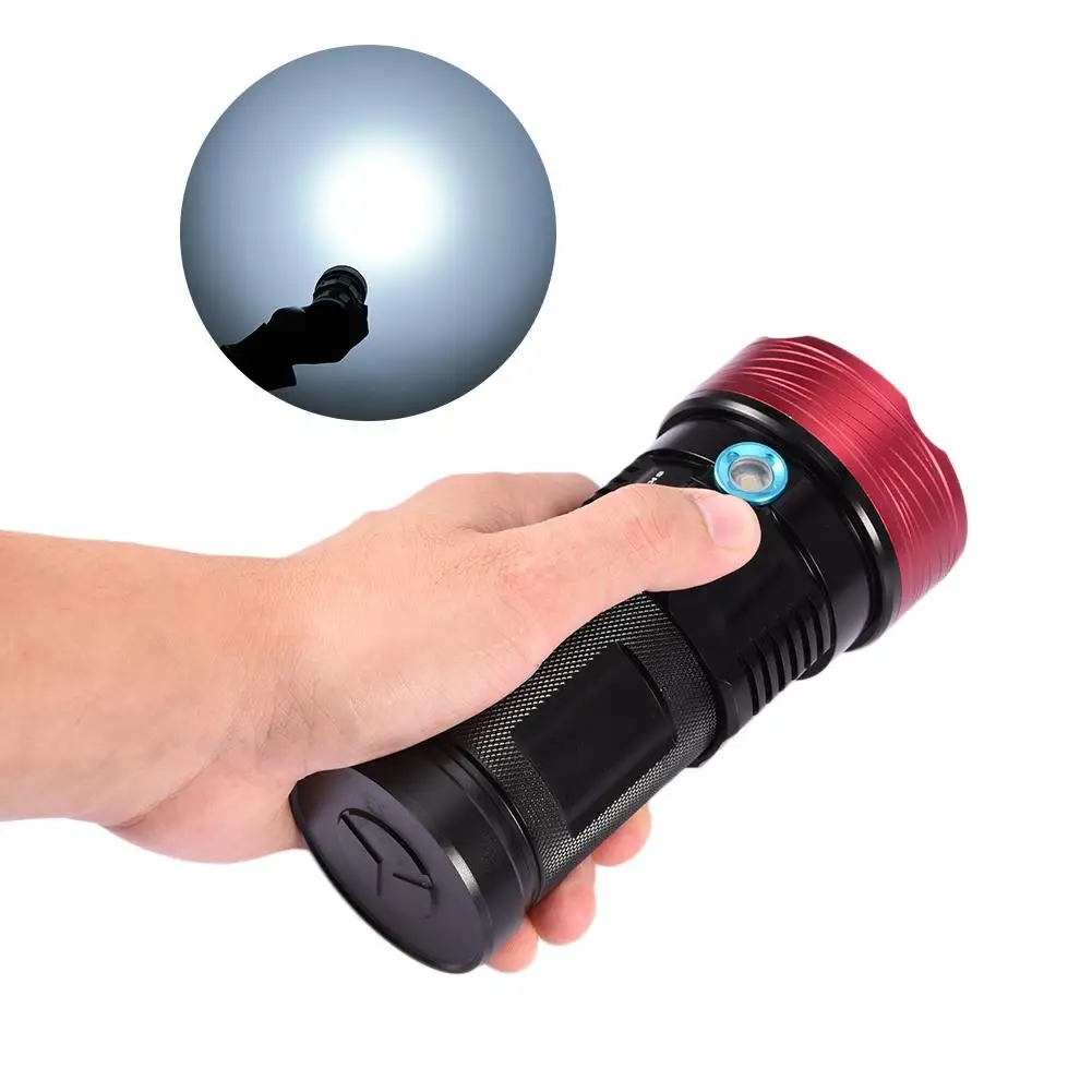 

Kaigelin Red Head 10*Xml T6 10000 Lumens Glaring Lighting Aluminum Alloy Hunting Flashlight 4*18650 Long-lasting Battery Life