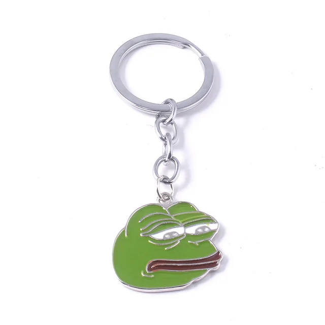 SG Meme Sad Pepe Frog Keychains Pendants Kermit Sad frog Charms Keyring Choker Brooch