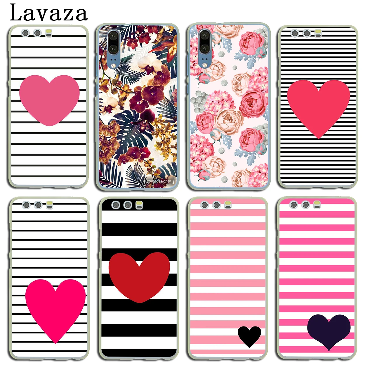 Lavaza Розовый Полосатый чехол с сердечками и цветком розы для Huawei P30 P20 P10 P9 Plus P8 Mate 20