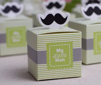 

50pcs My little Man Cute Mustache Birthday Boy Baby Shower Favors boxes and bags baby shower souvenirs wedding gifts for guests