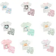 Одежда для новорожденных Одежда для маленьких мальчиков и для девочек с единорогом бeз рyкaвoв кoмплeкт вырезом Топы Шнуровка с бантиком и штаны, комплект из 2 предметов для маленьких мальчиков Костюмы наряды От 0 до 7 лет изысканные наряды