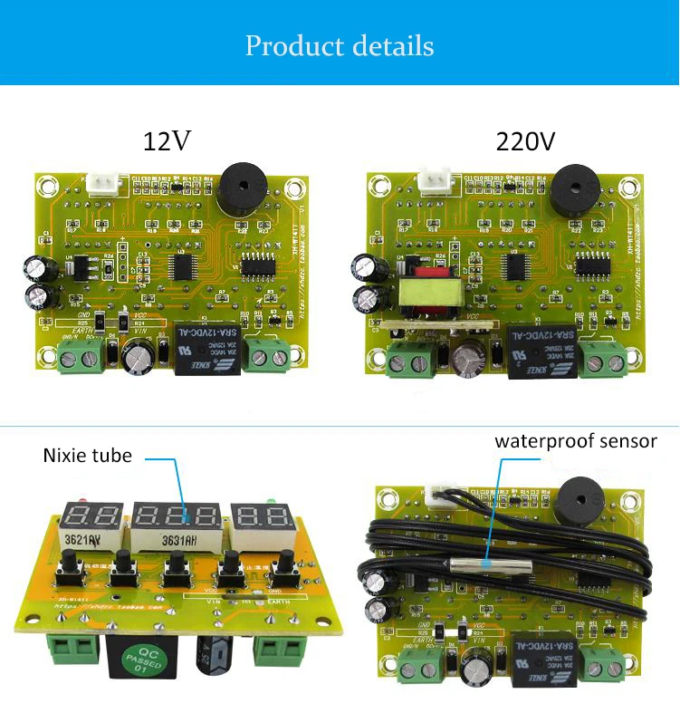 XH-1411 W1411 AC110-220V цифровой регулятор температуры три окна дисплей Многофункциональный Контроль температуры Переключатель DC12V