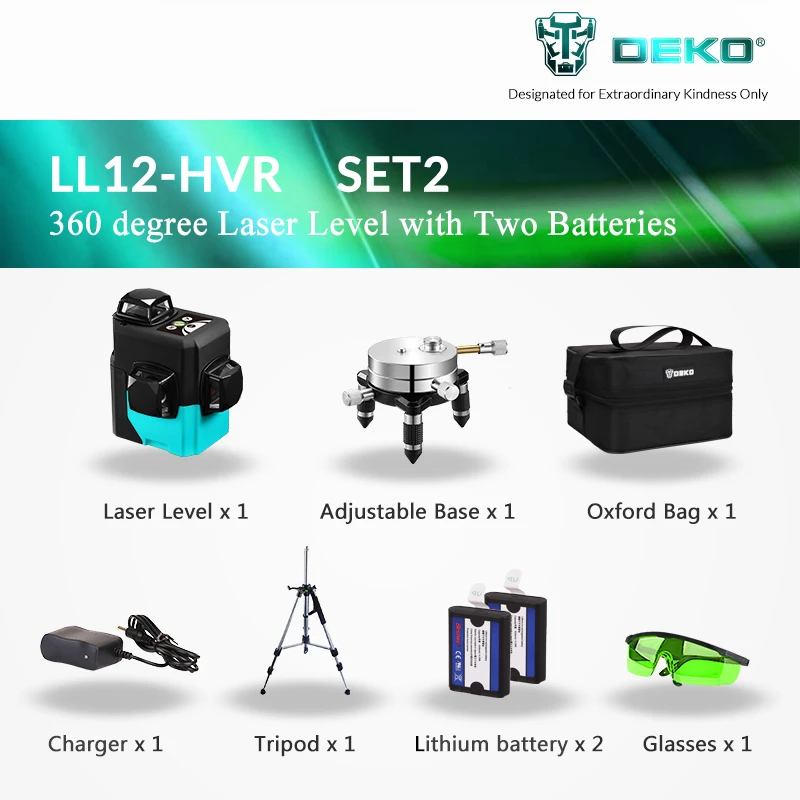 DEKOPRO LL12 HVG 12 линий 3D зеленый лазерный уровень самонивелирующийся 360 degre