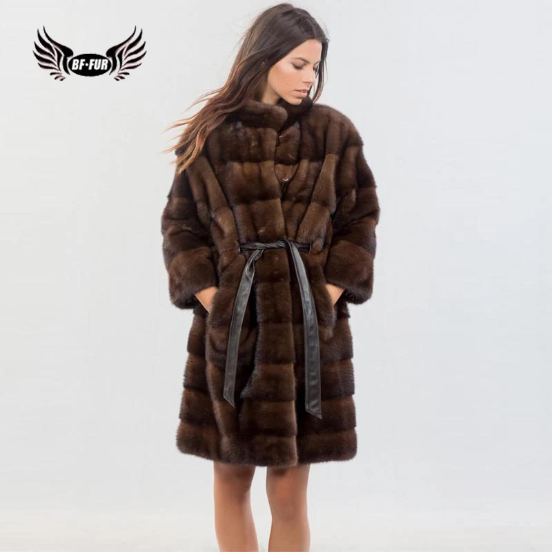 

BFFUR Women Jacket Genuine Leather 2019 New Arrival Mink Coat For Ladies Real Mink Fur Parka Plus Size Karakul Fashion Clothing
