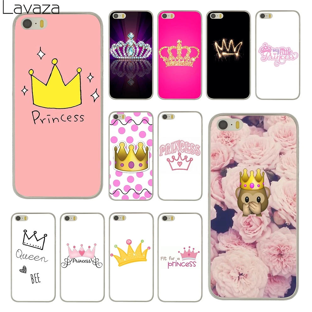 cheap Lavaza PRINCESS Queen boss crown king Hard Plastic Fashion Clear Skin Phone Cover Case for Apple iPhone 5 5S SE Back Coque Shell