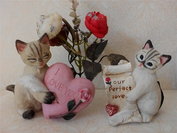 Cat Figures Resin toys car home office decoration gfits 5 styles - 3