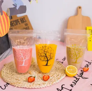 

1000pcs Transparent Clear Color Standing Beverage Bags Thick Self-seal Drinks Pack Drink Pouches Plastic Drink Bag SN1685