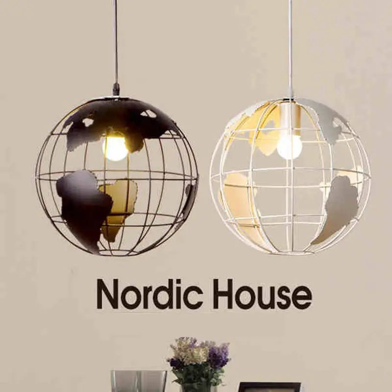 

Loft Globe Pendant Light Hanging Lamp Hanglamp Earth Iron Kitchen for Kitchen Island Dining Room Restaurant Decoration
