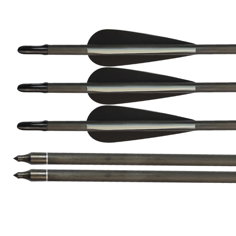 6pcs Spine 300500 Pure Carbon Arrow Id6.2mm Changeable Point Nock +/0.006" Archery Recurve