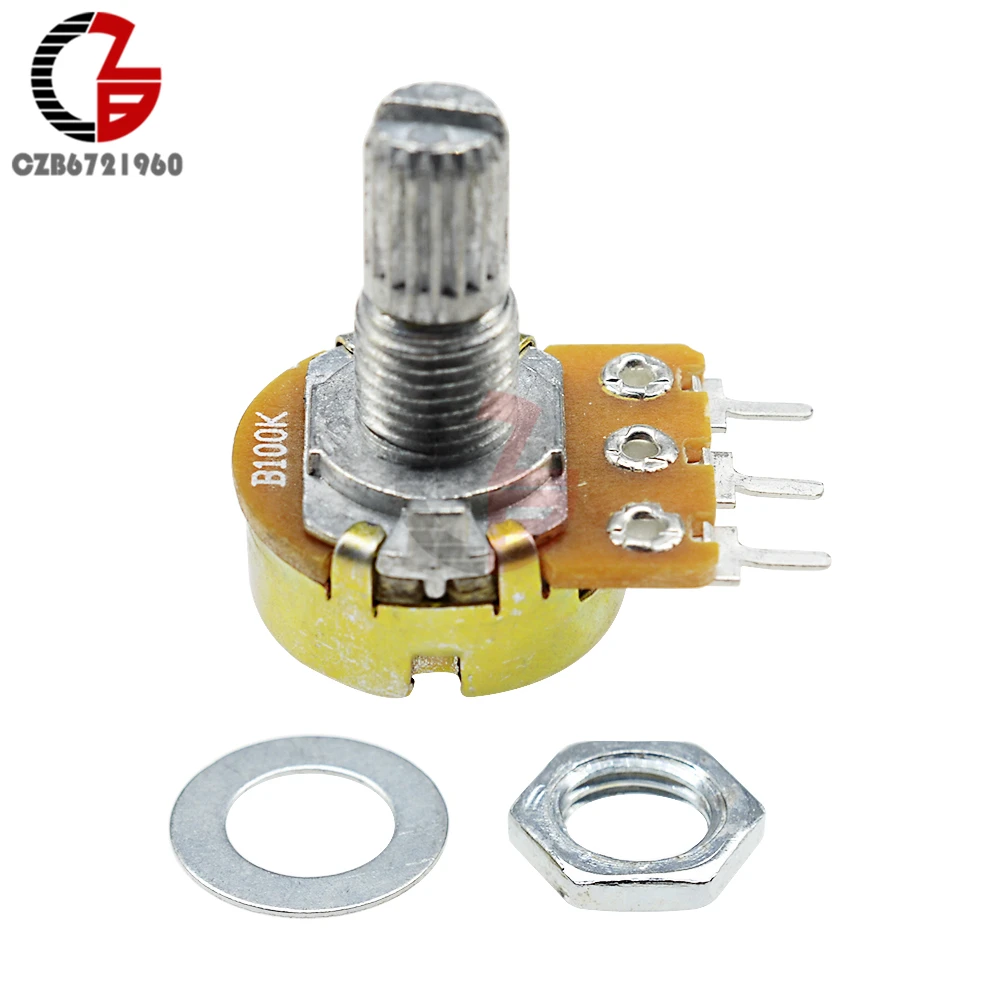 

2PCS 100K ohm Linear Taper Rotary Potentiometer Panel pot B100K 15mm WH148 3 Pin