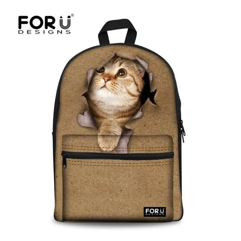 

FORUDESIGNS New Style 3D Animal Printing School Bags Cute Cat School Bag Zaini Scuola Mochila Infantis Escolar For Children Girl
