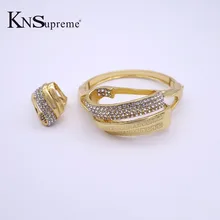 Fashion Dubai African Beads Jewelry Set 24K Gold Plated Unique crystal design Bracelets and rings  Women Bridal Wedding Party