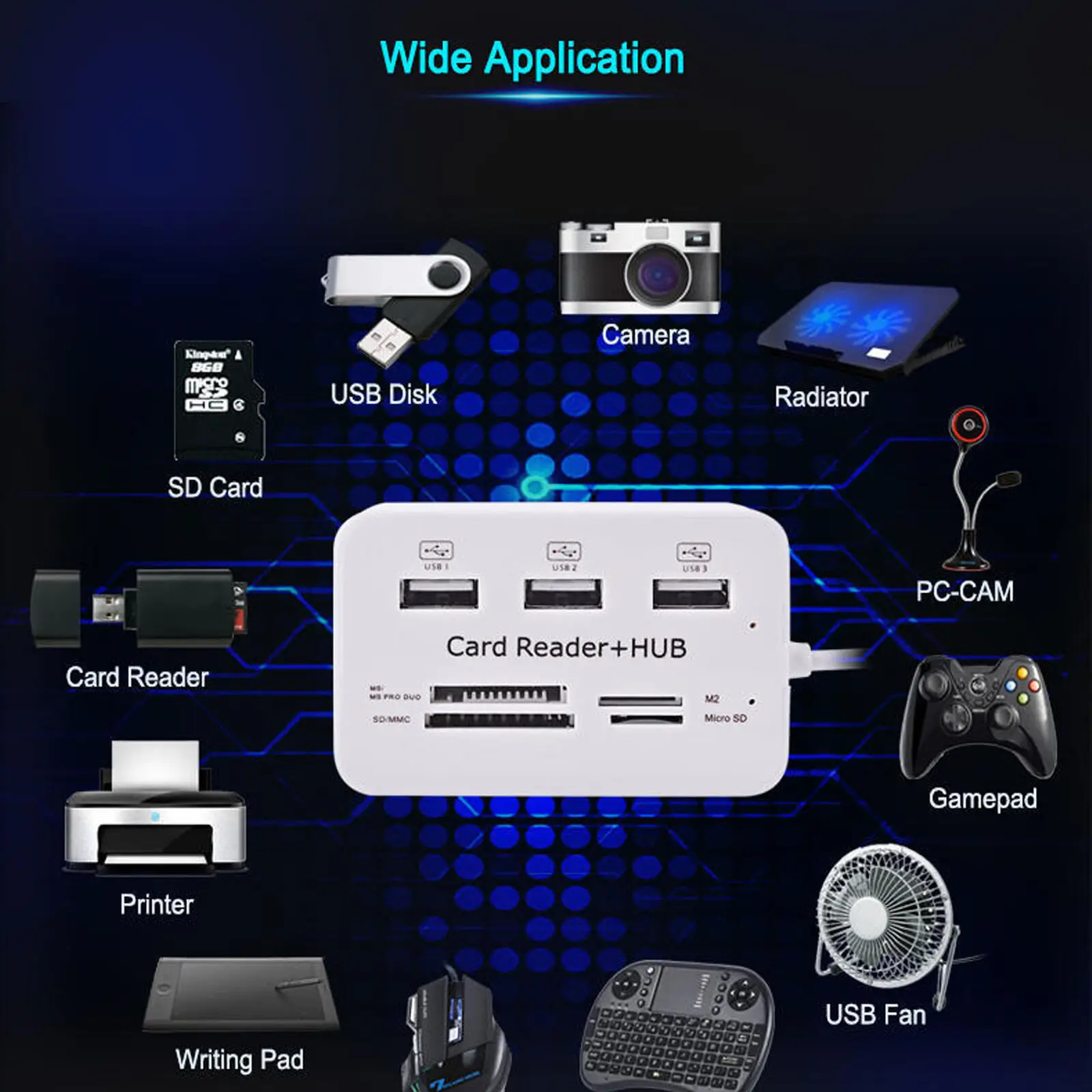 Micro USB Hub 3,0 Combo 3 Порты сплитер Мощность адаптера TF/SD/MS/M2 Card Reader все в одном ПК компьютер карты читателей