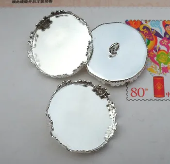

Blank Round Crown Bezel with Loop Back Buttons Connectors Bases Caps Settings DIY Jewelry Findings Silver Plated Metal Wholesale