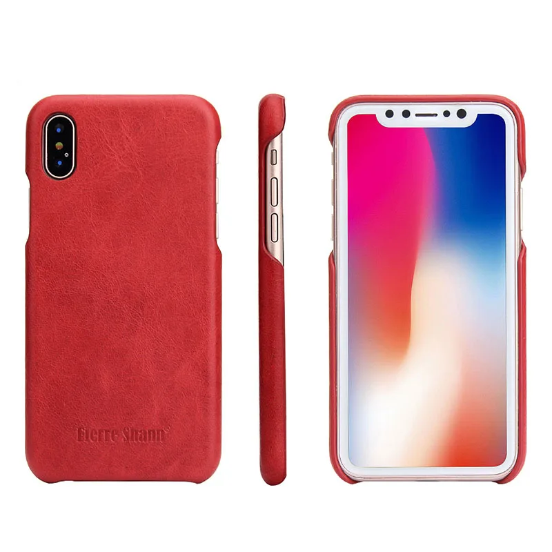 

2018 new style Hand-made Genuine Leather Cowhide leather Anti-knock Dirt-resistant protective case For iphone x Rear Case