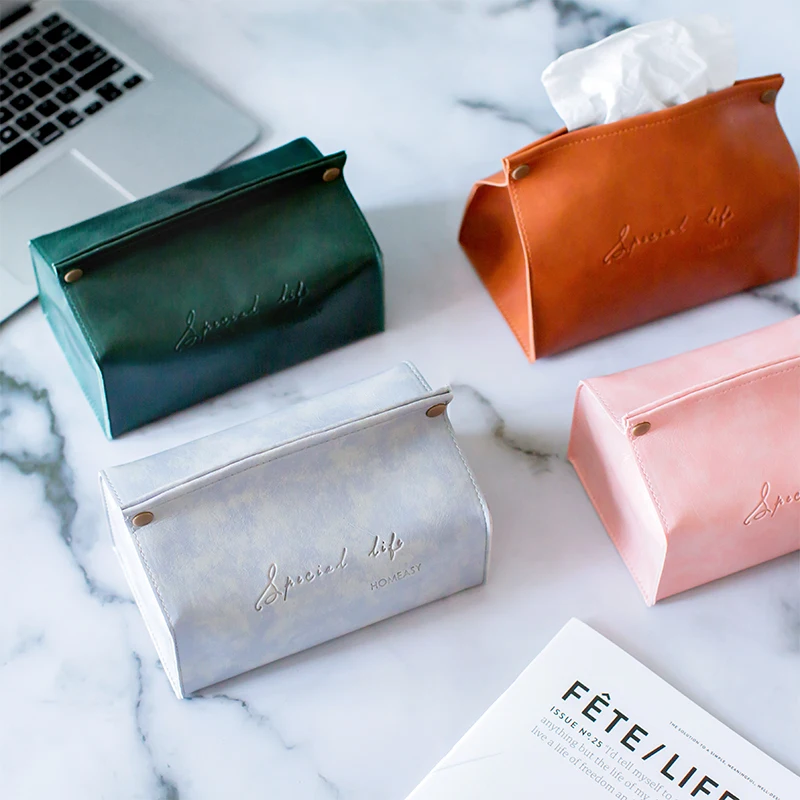 

Nordic Leather Tissue Bag Paper Towel Set Living Room Home Bed Towel Storage Box Tissue Box Home Decoration Free Shipping